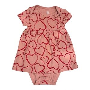 Just One‎ You Carter’s Girl Baby Pink Heart Red Bodysuit Dress, Size 6 months